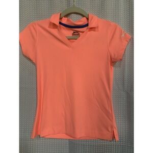 Slazenger Girls Medium Short Sleeved Neon Orange Golf‎ Shirt